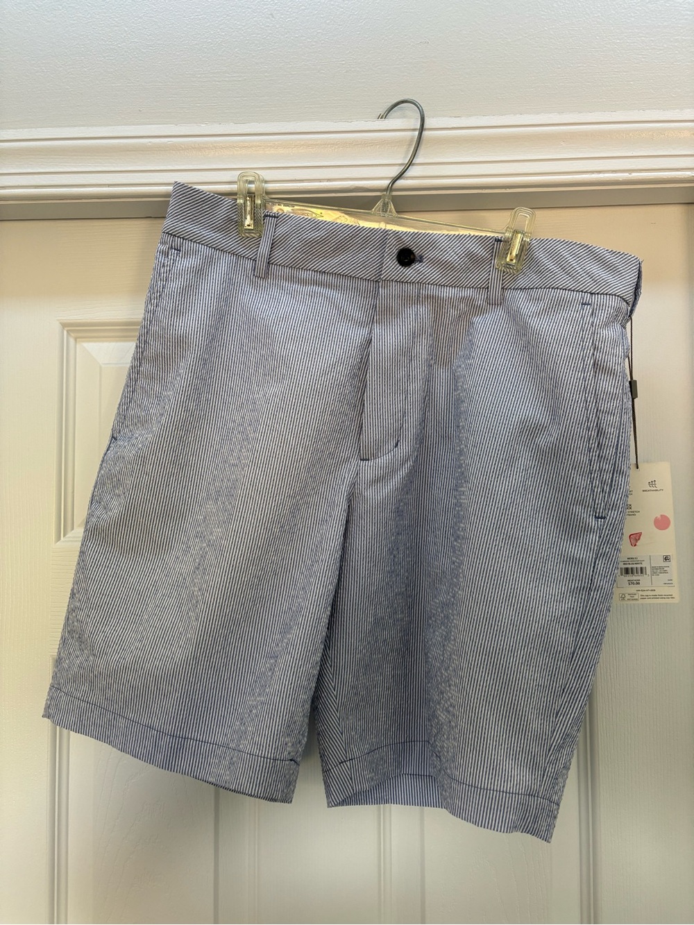 Walter Hagen Blue & White Pinstripe Flat Front Shorts